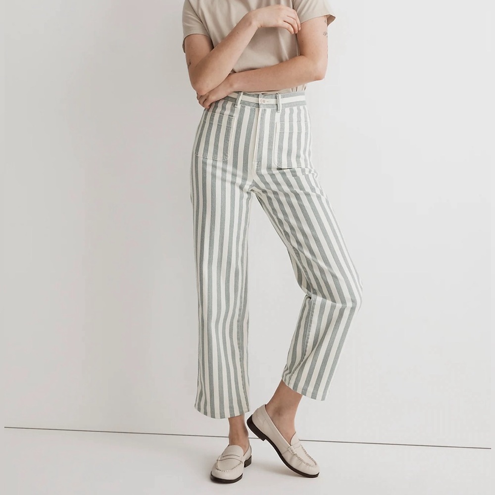 Madewell Emmett 2.0 Wide-Leg Crop Pants in Stripe: Patch-Pocket Edition